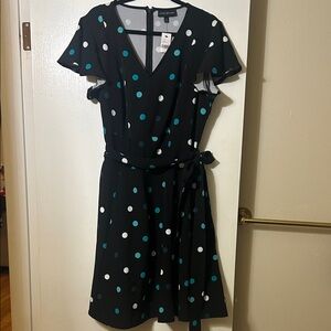 Lane Bryant multi-polka dot flutter-sleeve fit & flare Lena dress women’s sz 18